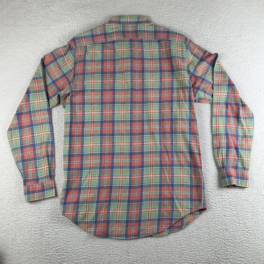 Polo Ralph Lauren Shirt Mens Medium Red Green Plaid Long Sleeve Button Front